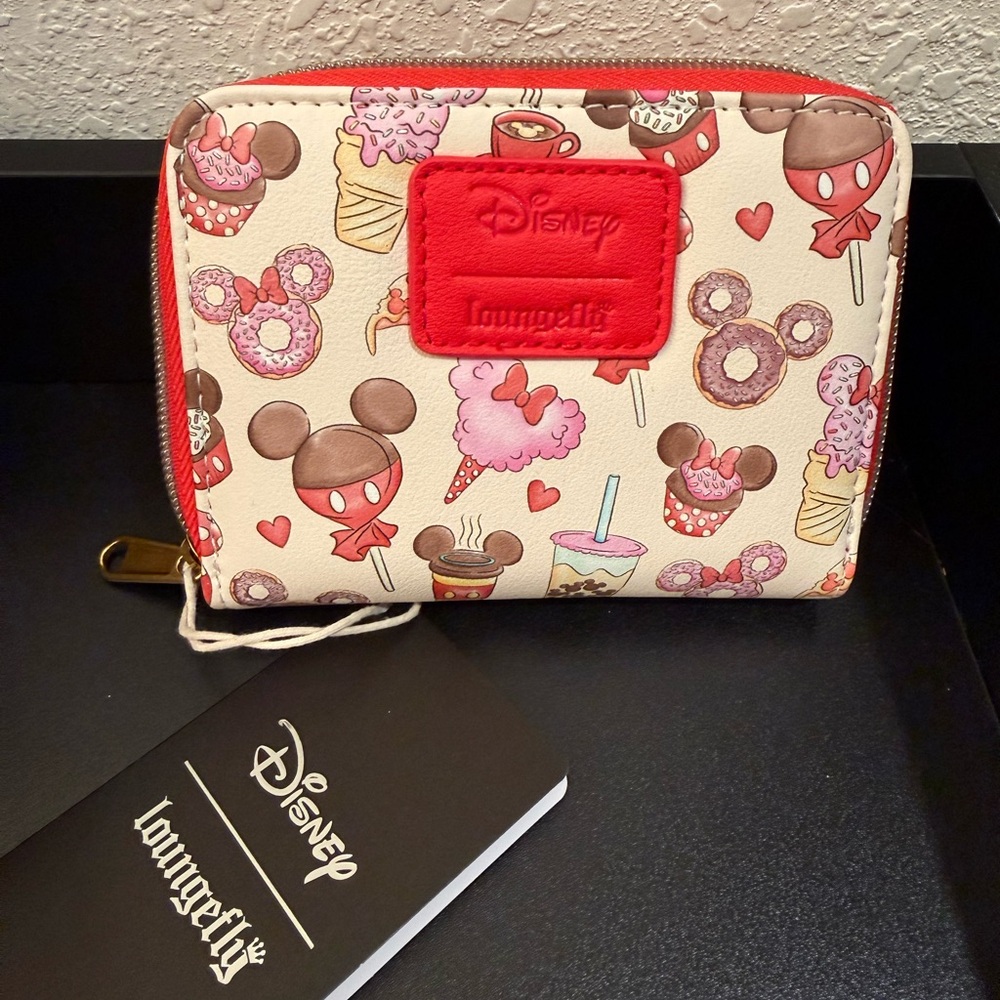 Loungefly Disney Mickey Mouse & Minnie Mouse Treats Mini Zipper Wallet NWT - Picture 2 of 3